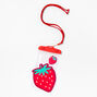 Red Strawberry Print Water Resistant Clear Phone Pouch With Lanyard,