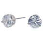 Silver Cubic Zirconia Round Stud Earrings - 7MM,