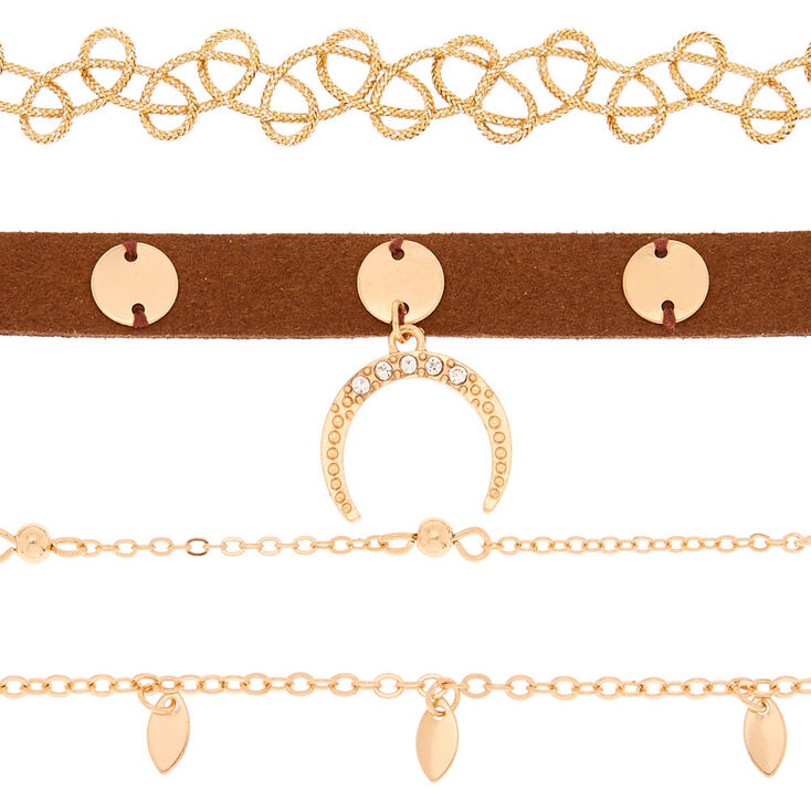 Gold Festival Choker Necklaces - 4 Pack,