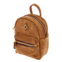 Faux Leather Mini Backpack Crossbody Bag - Cognac,