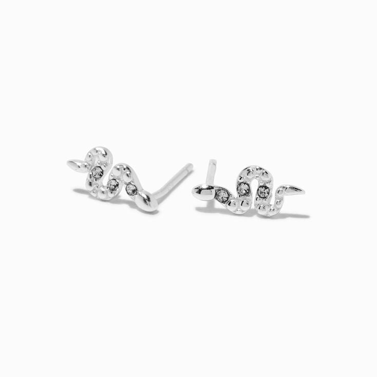 C LUXE by Claire&#39;s Sterling Silver Crystal Snake Stud Earrings,