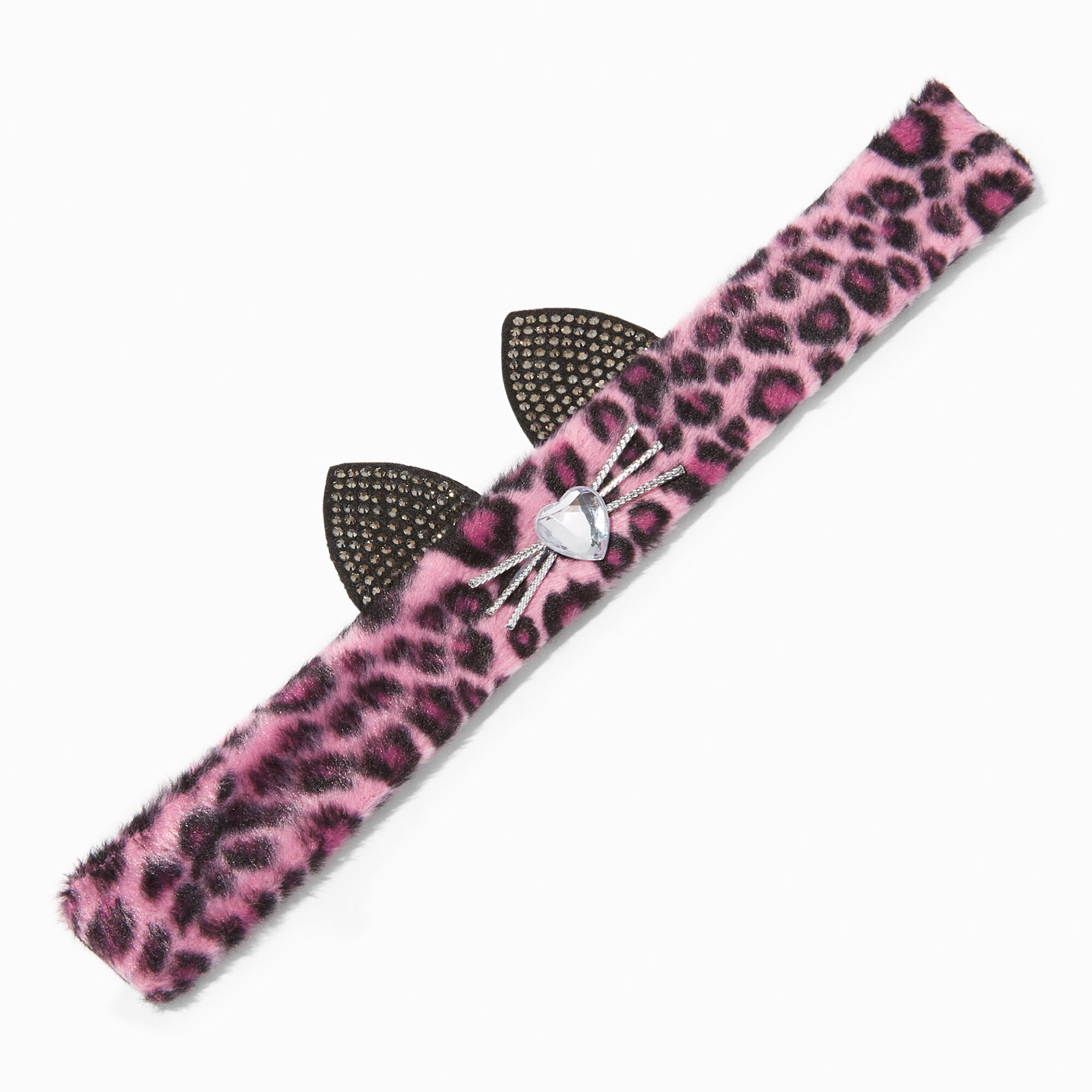 View Claires Fuzzy Leopard Snap Bracelet Pink information