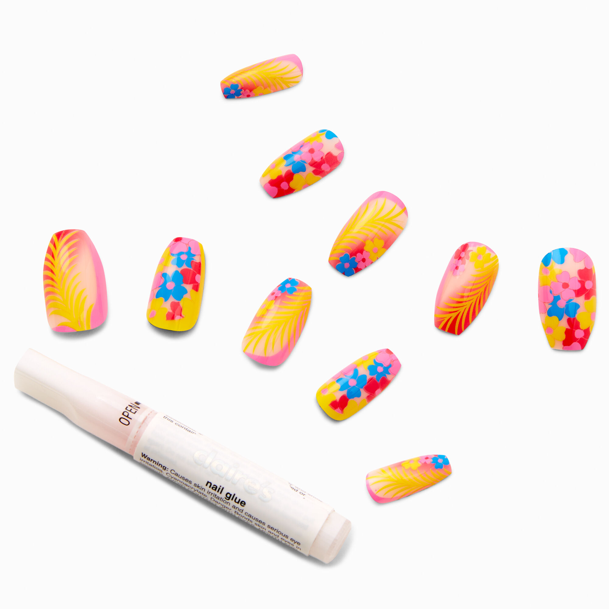 Hot Tropic Palm Coffin Vegan Faux Nail Set - 24 Pack,