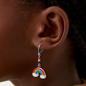 Glitter Rainbow Hoop Earrings ,