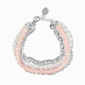 Mermaid Pink Beaded Multi-Strand Bracelet ,