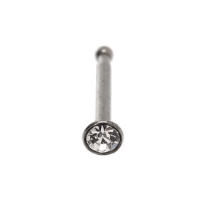 Clou de nez 0,8&nbsp;mm avec strass en acier inoxydable couleur argent&eacute;e,