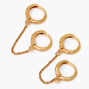 18kt Gold 10MM Connector Chain Hoop Earrings,