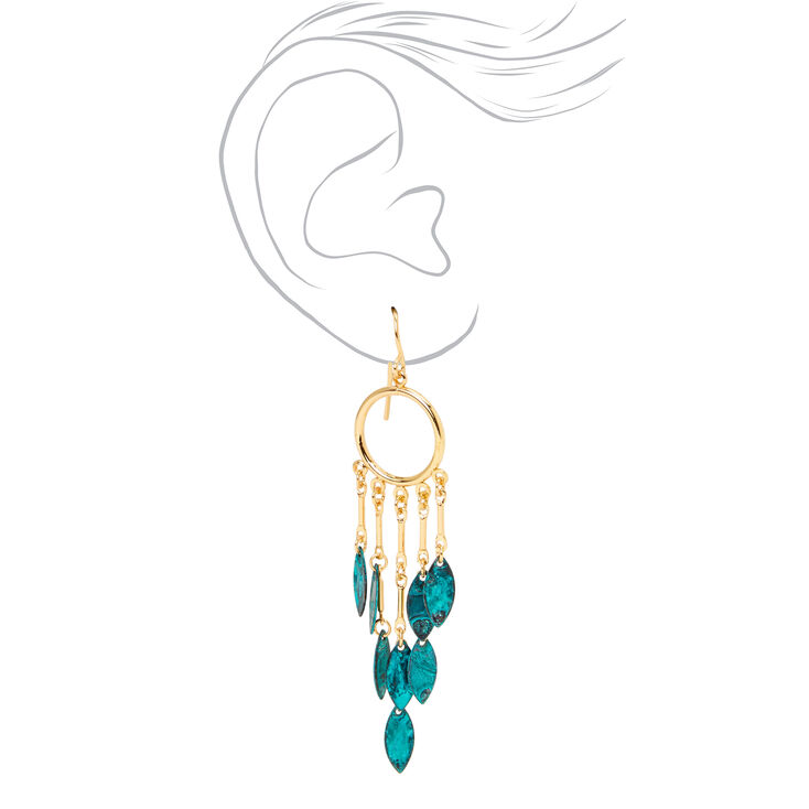 Turquoise 4&quot; Leaf Drop Earrings,