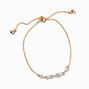 Gold-tone Cubic Zirconia Mixed Geometric Bolo Bracelet,