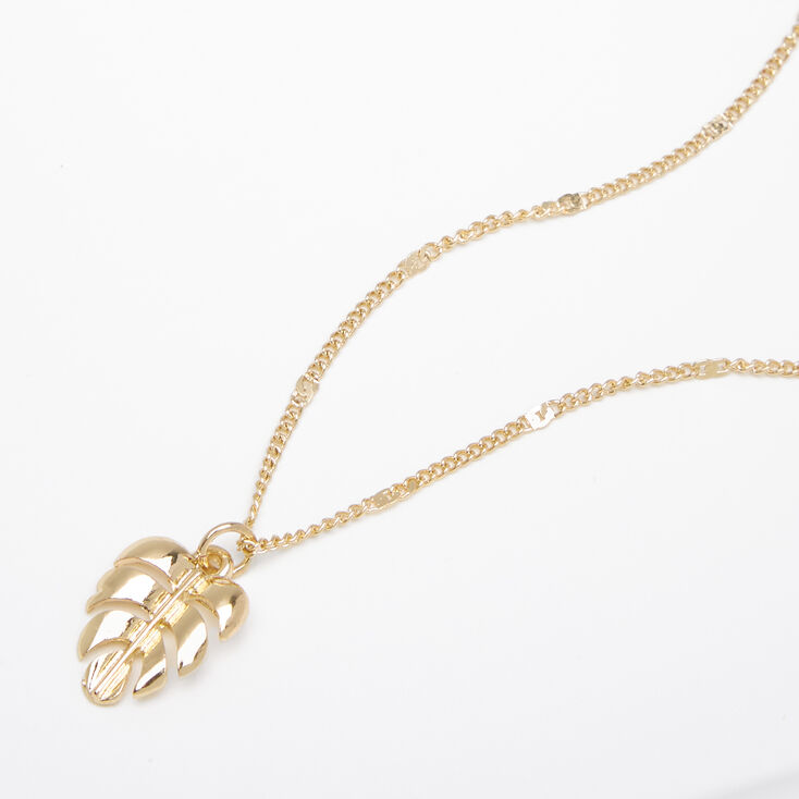 Gold Palm Leaf Pendant Necklace,