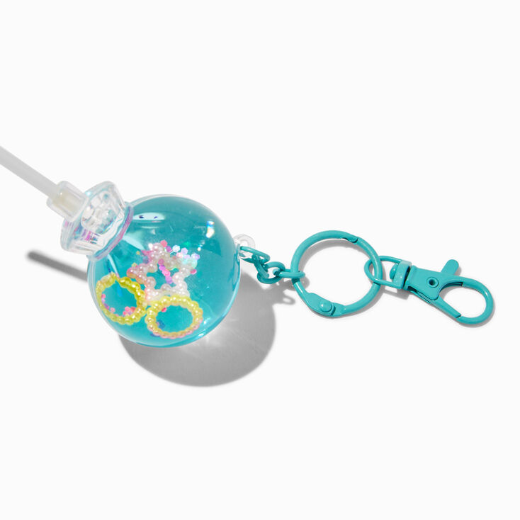 Blue Lollipop Water-Filled Glitter Keychain