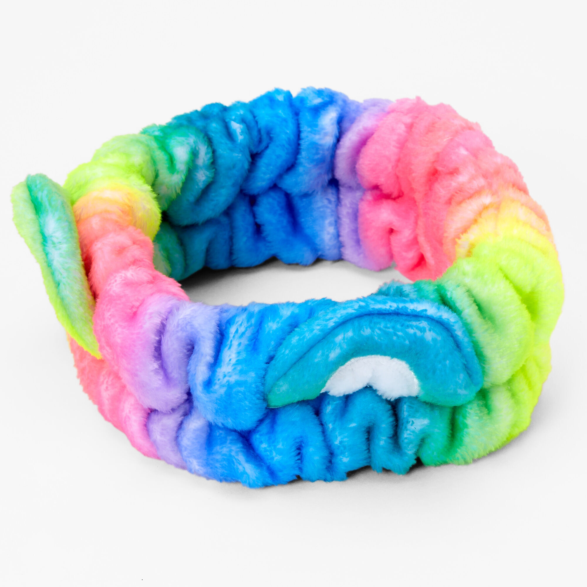 View Claires Plush Bear Ear Makeup Headwrap Rainbow information