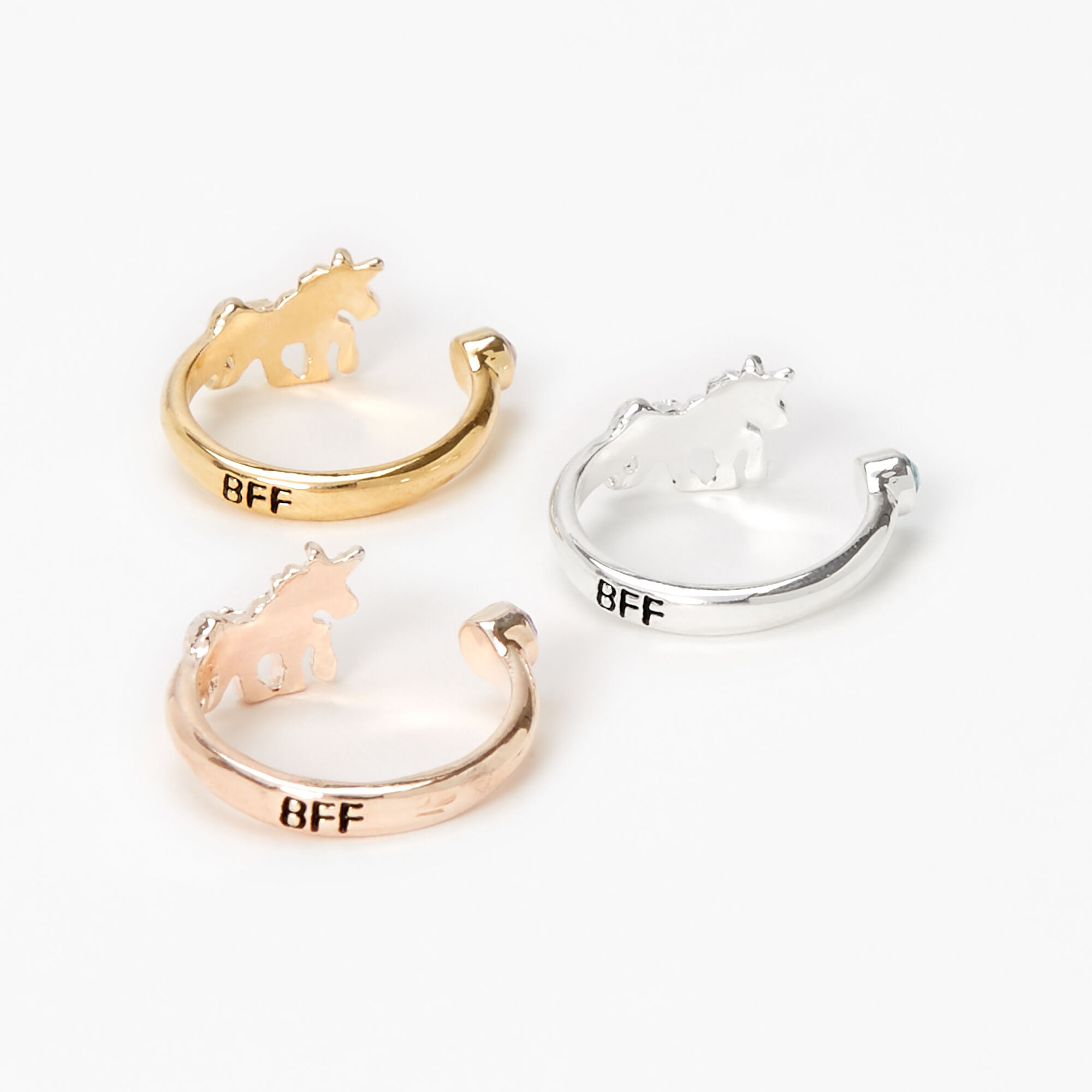 Mixed Metal Best Friends Open Unicorn Rings - 3 Pack,