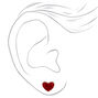 Red Glitter Heart Stud Earrings,