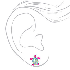 Sterling Silver Post Purple Mermaid Turtle Stud Earrings,