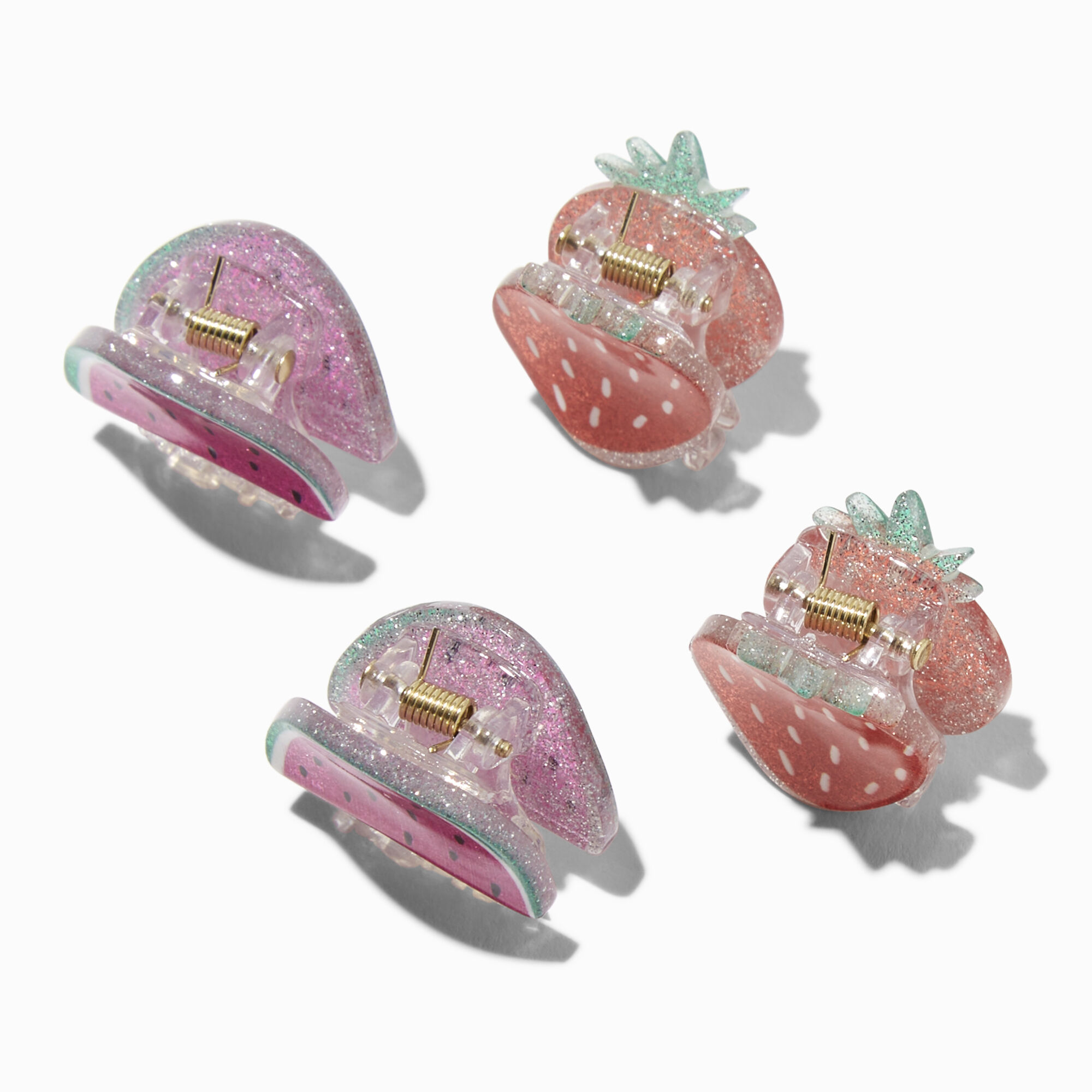 Claire's Club Glitter Fruit Hair Claws (4 Pack),