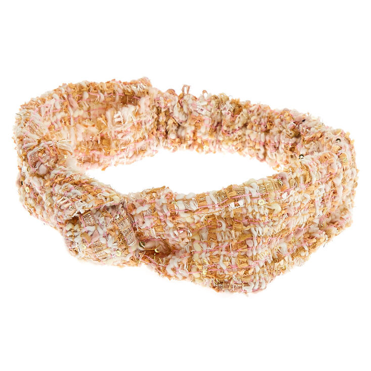Claire's Bandeau noué en tweed rose et doré