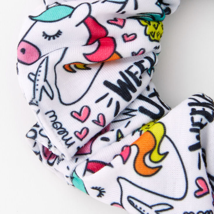 Unicorn Doodle Print Hair Scrunchie,