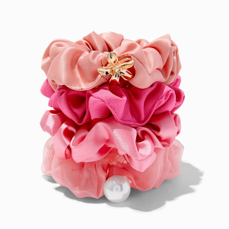 Coral Mixed Hair Scrunchies - 4 Pack,