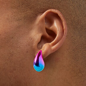 Rainbow Anodized Large Bean 1&quot; Drop Earrings,