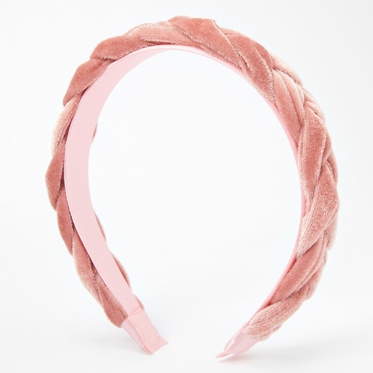 Claire's Serre-tête tressé en imitation velours - Rose tendre
