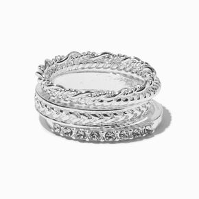 Silver-tone Woven Ring Stack - 4 Pack,