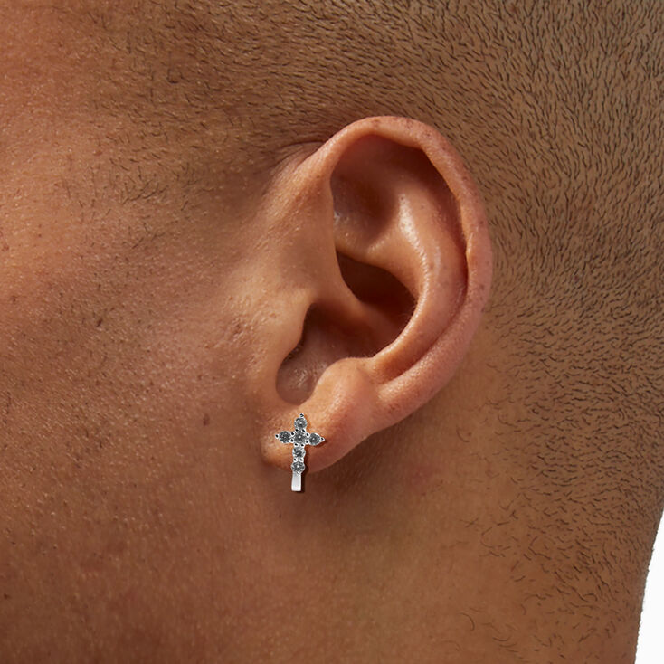 Silver Crystal Cross Clip-On Earrings - 3 Pack,