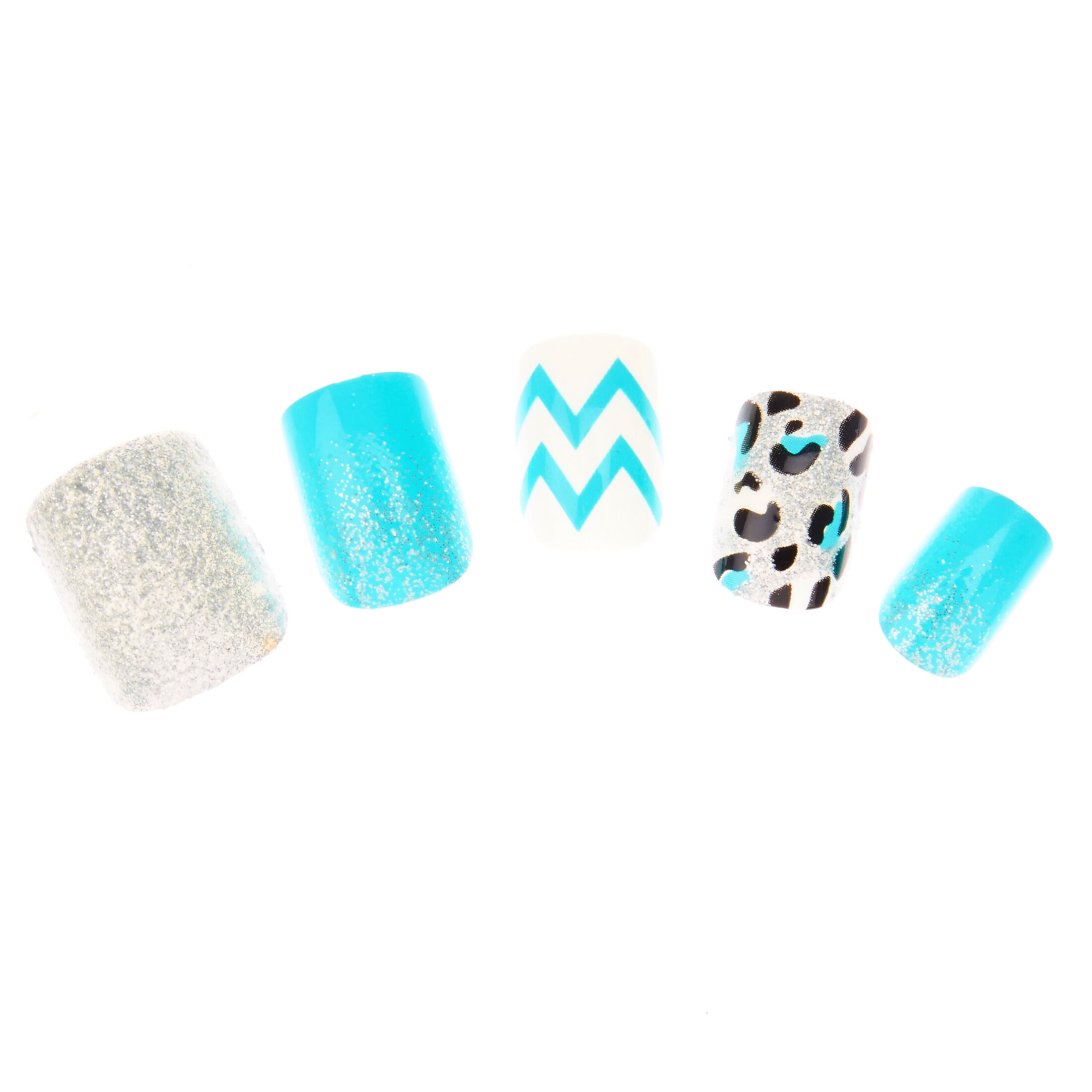 24 Pack Blue & Silver Mix & Match False Nails,