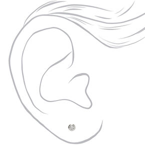 Sterling Silver Cubic Zirconia 3mm Round Bezel Stud Earrings,