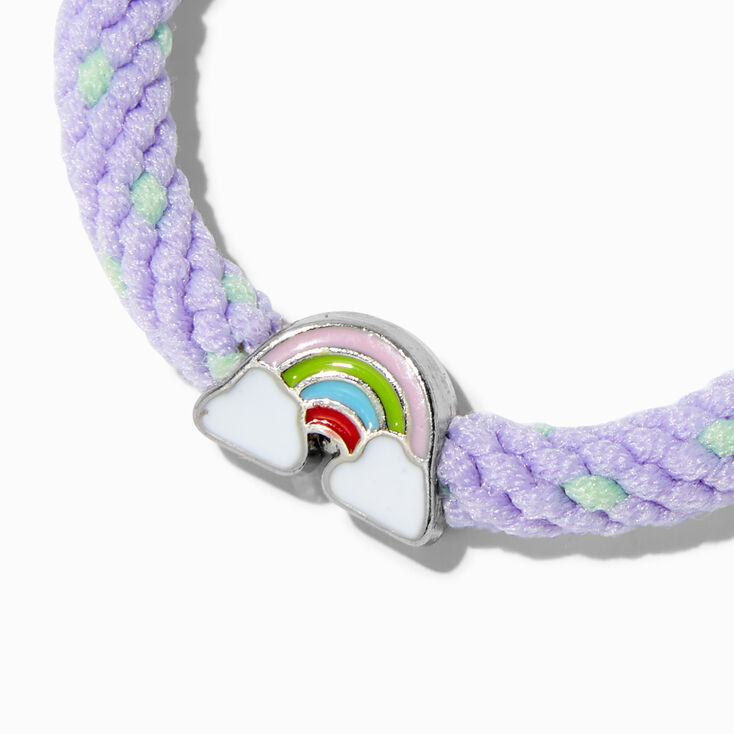 Silver-tone Rainbow Light Purple Woven Bracelet,