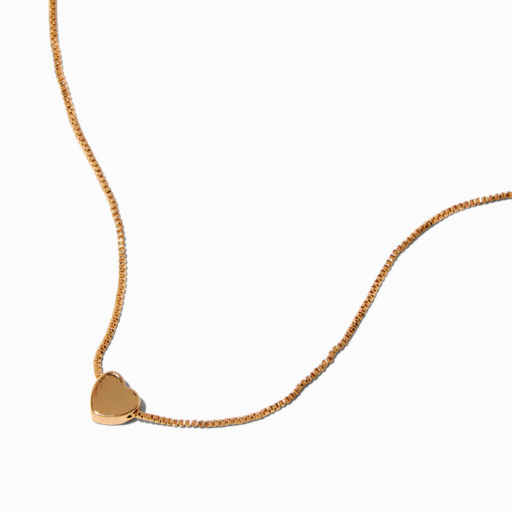 Gold-tone Mini Heart Slider Pendant Necklace,