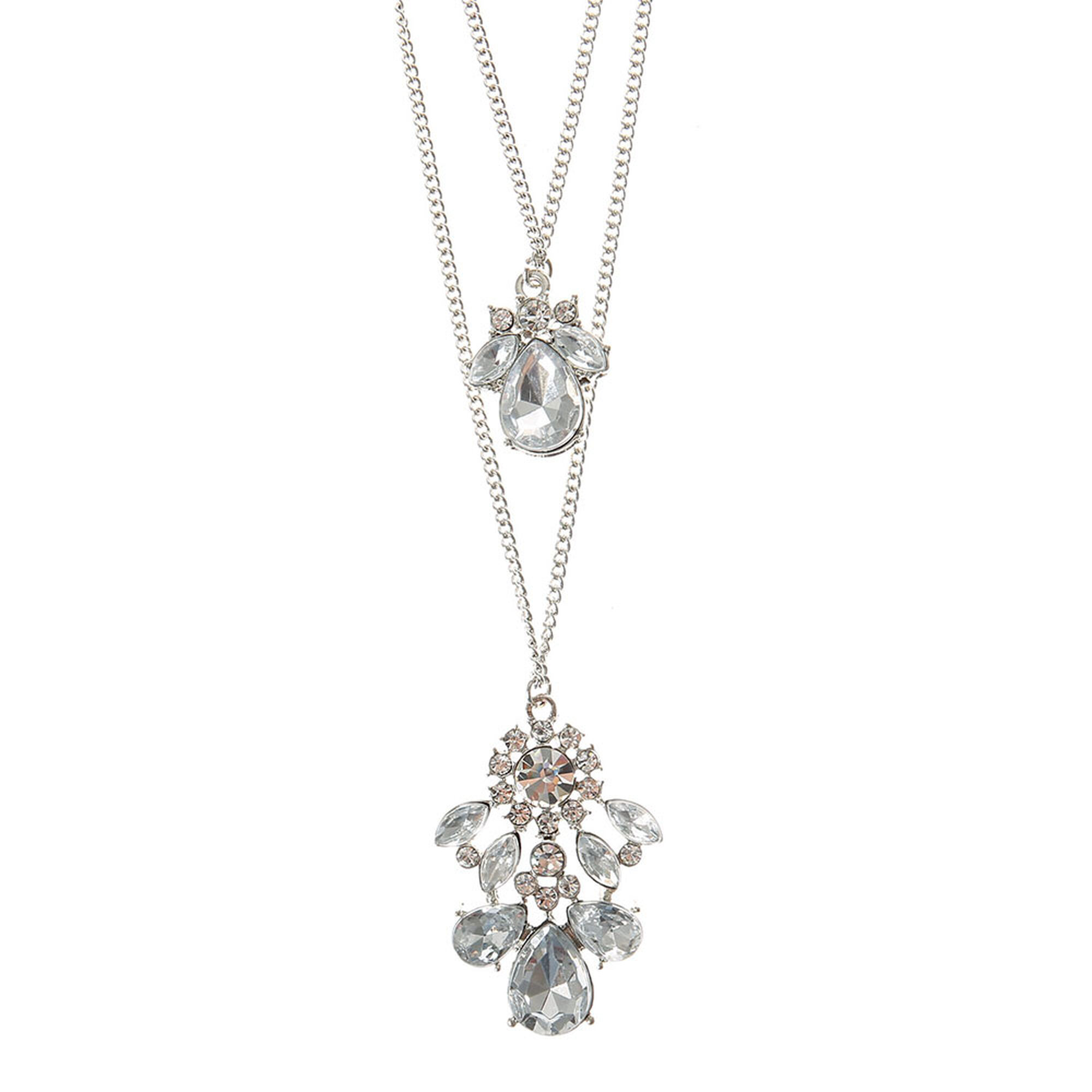 Long Faux Crystal Drop Necklace | Claire's