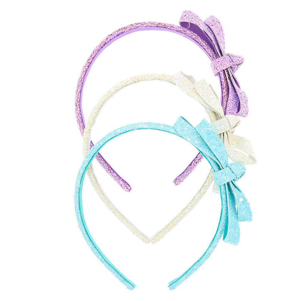 Claire's Club Glitter Bow Headbands - 3 Pack,