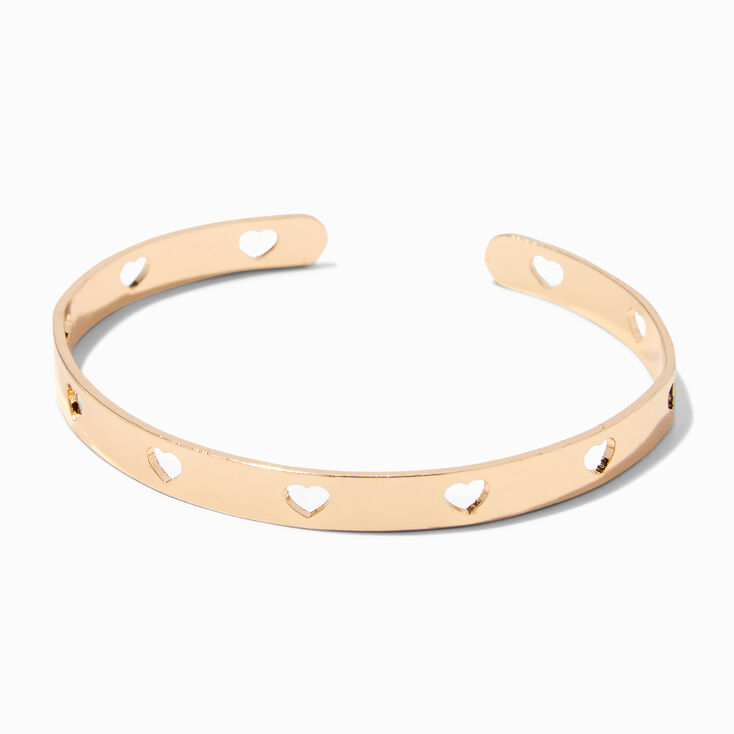 Gold Chain &amp; Heart Cuff Bracelet Set - 4 Pack,