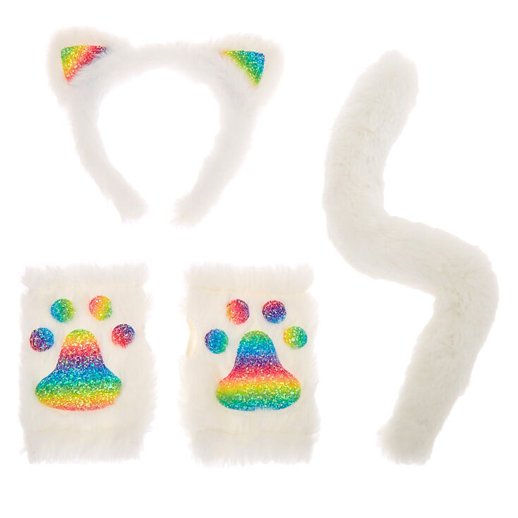 Costume chat arc-en-ciel en peluche - Blanc, lot de 3,