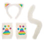 Furry Rainbow Cat Costume Set - White, 3 Pack,