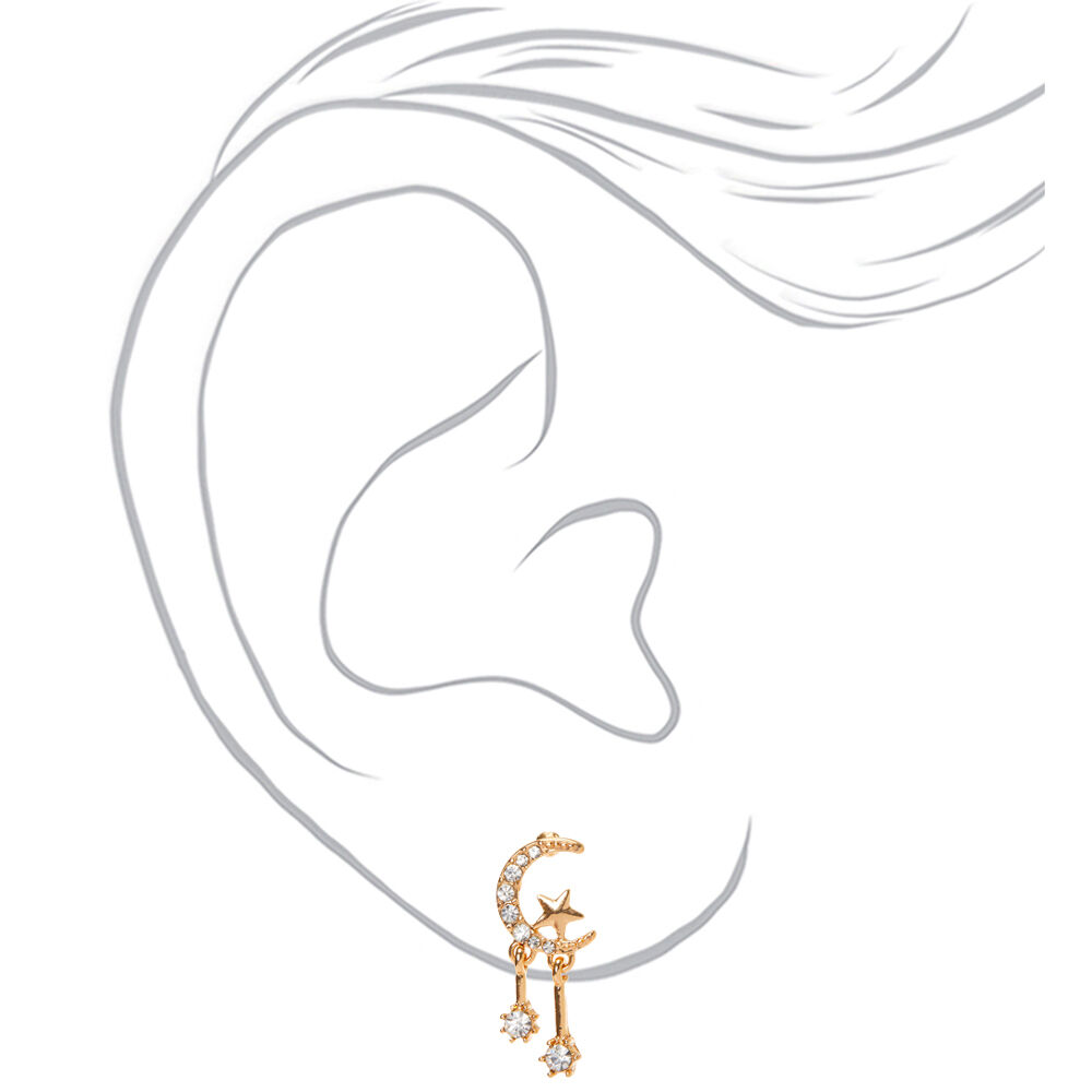 Gold-tone 1" Celestial Drop Earrings,