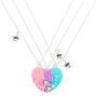 Silver Best Friends Pastel Heart Pendant Necklaces - 3 Pack,