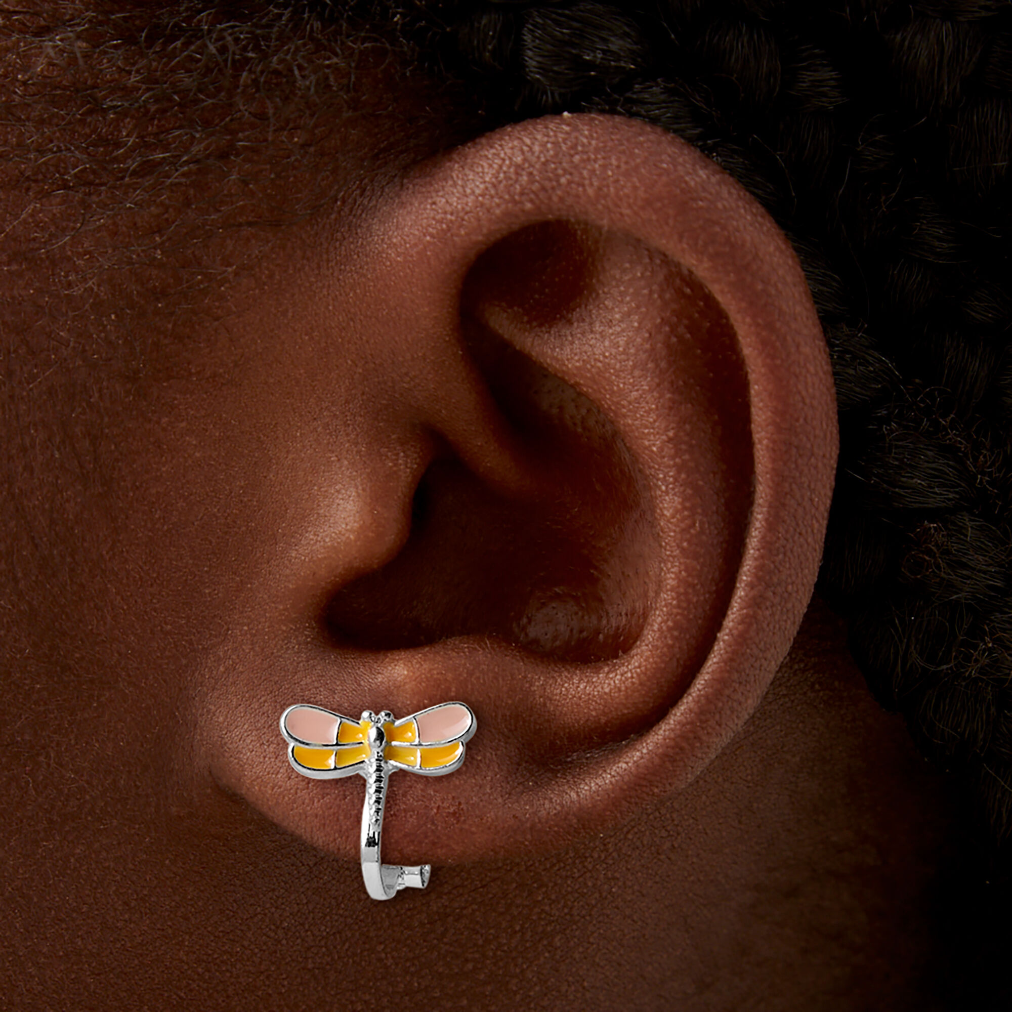 Boucles d'oreilles à clip fleur, papillon, libellule - Lot de 3,