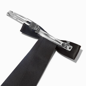 Black Satin Long Tailed Hair Bow Clips - 2 Pack,