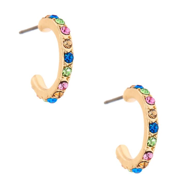 Gold 15mm Rainbow Hoop Earrings Claire S