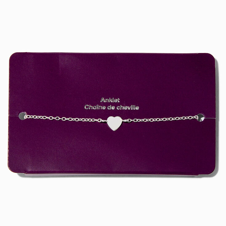 C LUXE by Claire&#39;s Sterling Silver Heart Charm Chain Anklet,