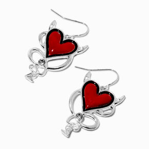 Red Heart Devil Halloween Drop Earrings,