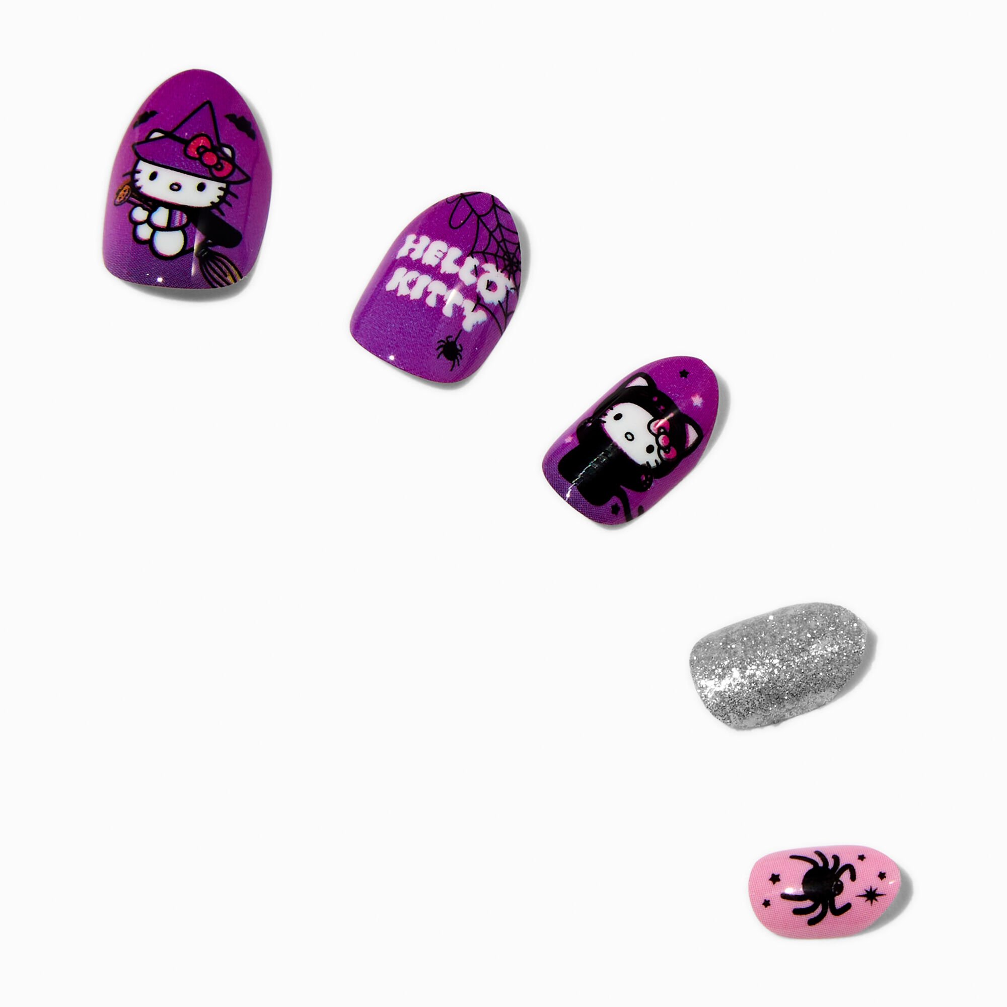 Hello Kitty® Claire's Exclusive Halloween Stiletto Press On Faux Nail Set - 20 Pack,