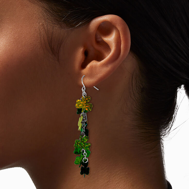 St. Patrick&#39;s Day Foil Shamrock Drop Earrings,