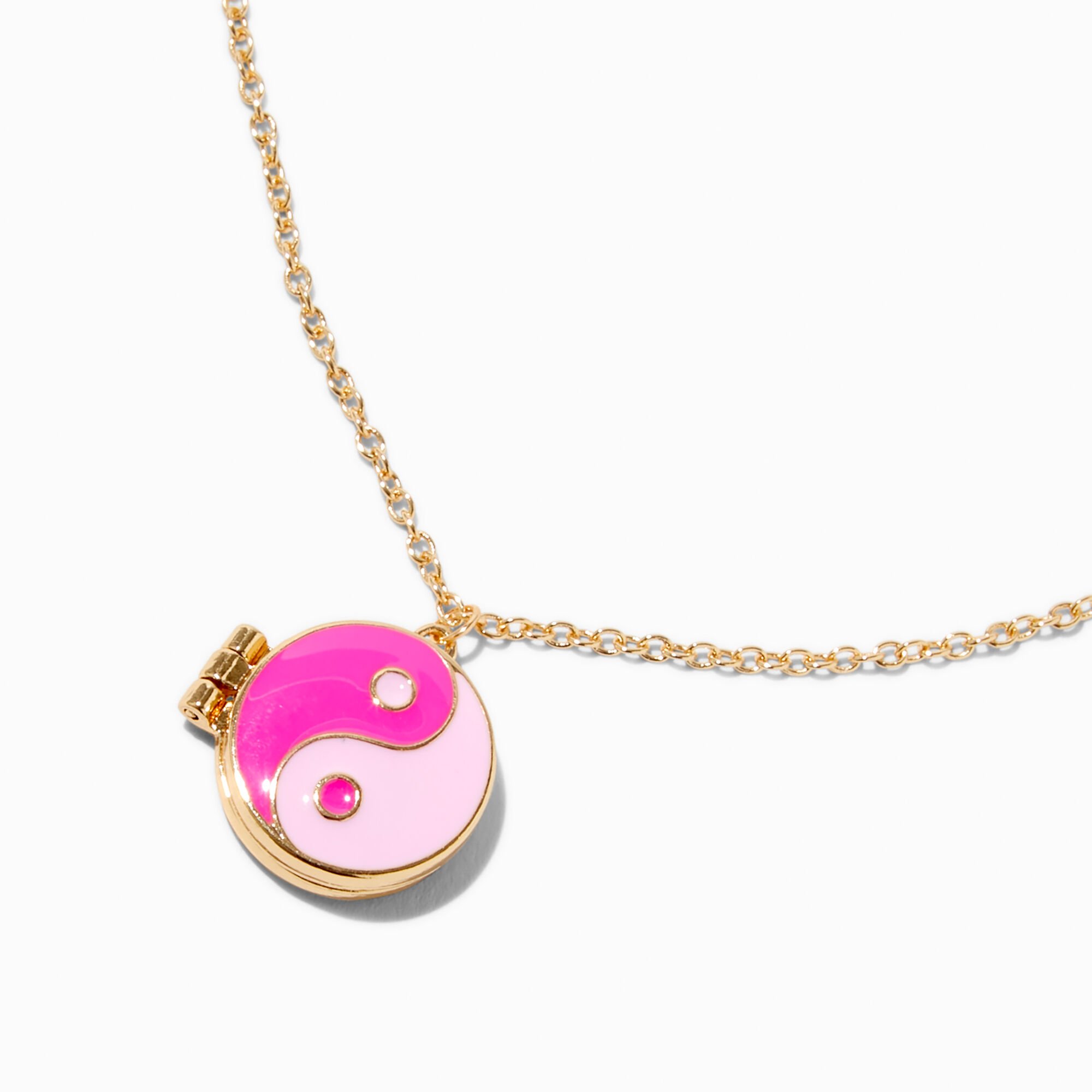 Pink Yin Yang Locket Pendant Necklace,