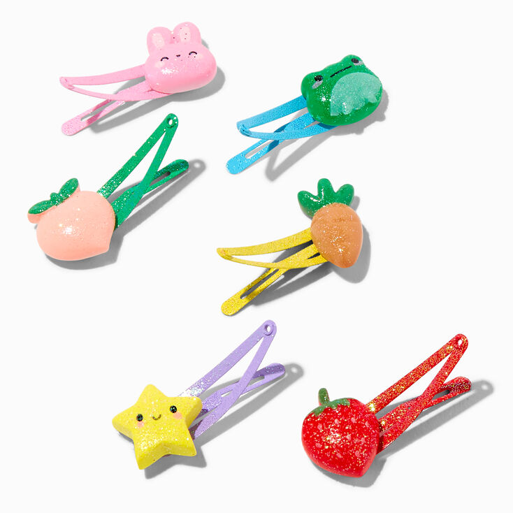 Claire&#39;s Club Glitter Icons Snap Hair Clips - 6 Pack,