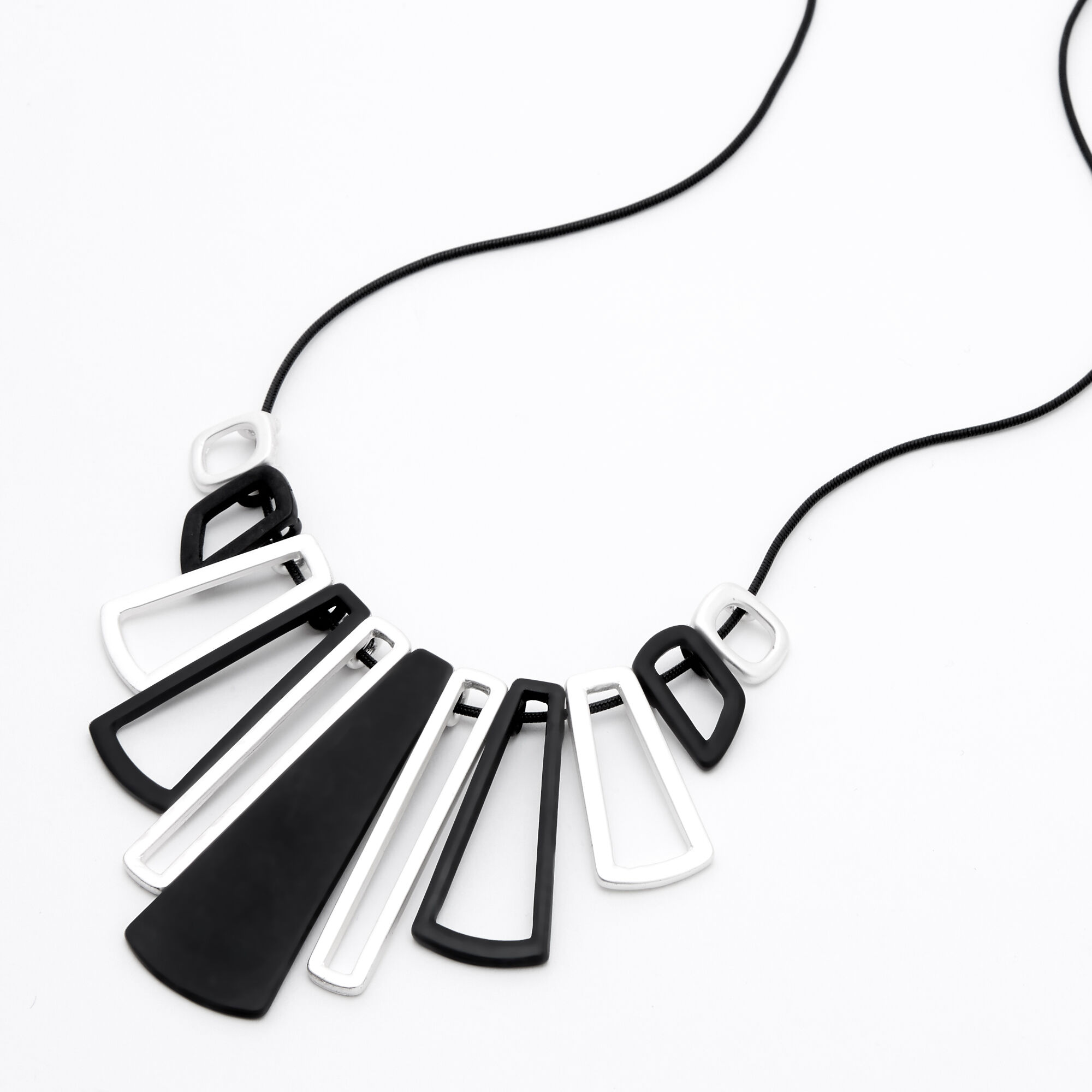 Black & Silver Piano Keys Statement Necklace,