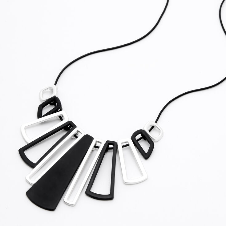 Black &amp; Silver Piano Keys Statement Necklace,