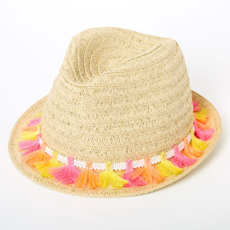 Claire's Chapeau Fédora avec pompons fluo